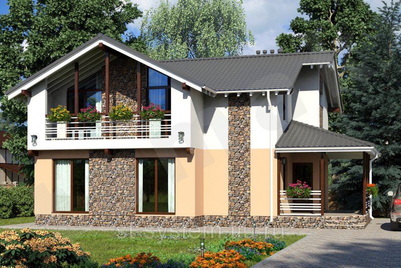 Комбинированные фасады домов с камнем