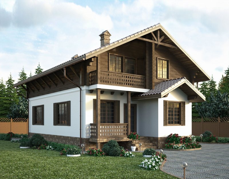 Комбинированный дом из бруса