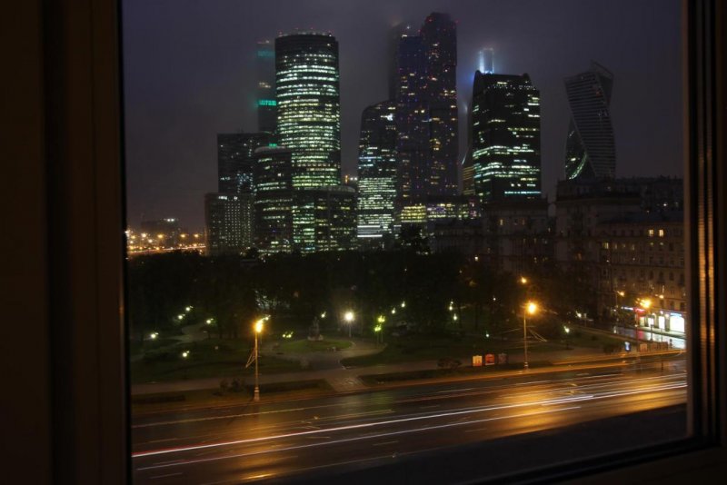 Ночной вид из окна Москва Сити