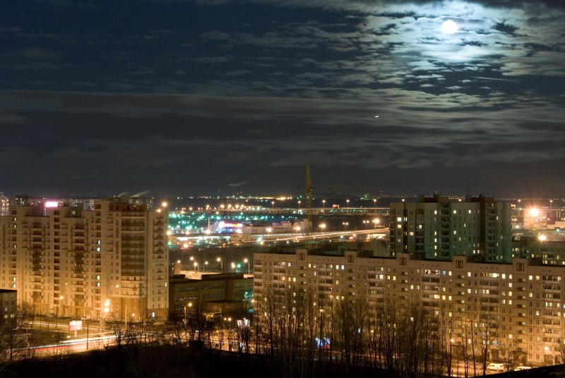 Ночной вид из окна Россия
