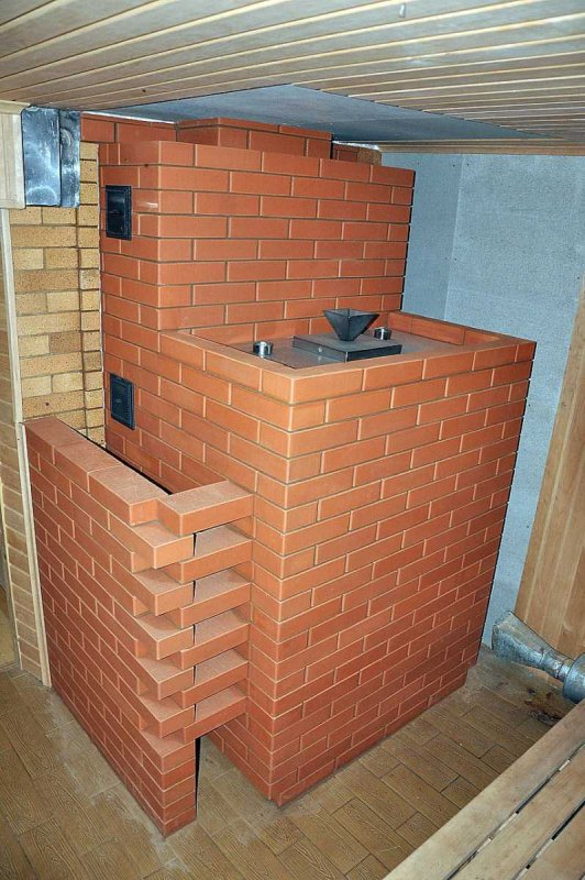 Кирпичная банная печь прямоточка