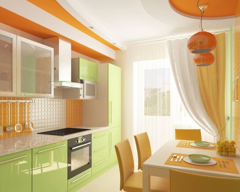 Оранжевая кухня в интерьере