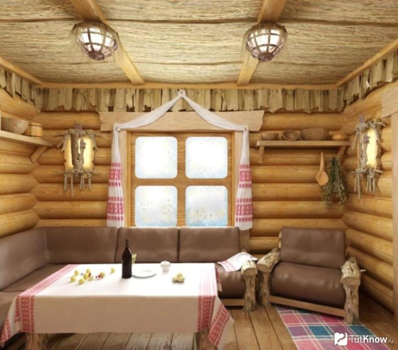 Внутренний интерьер бани