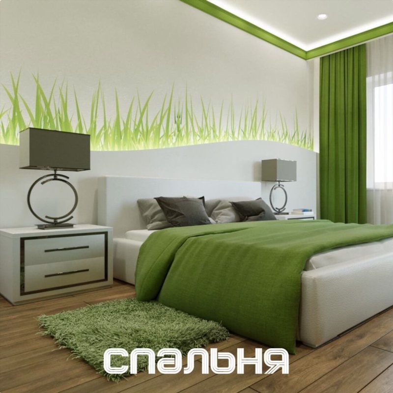 Гостиная в салатовых тонах