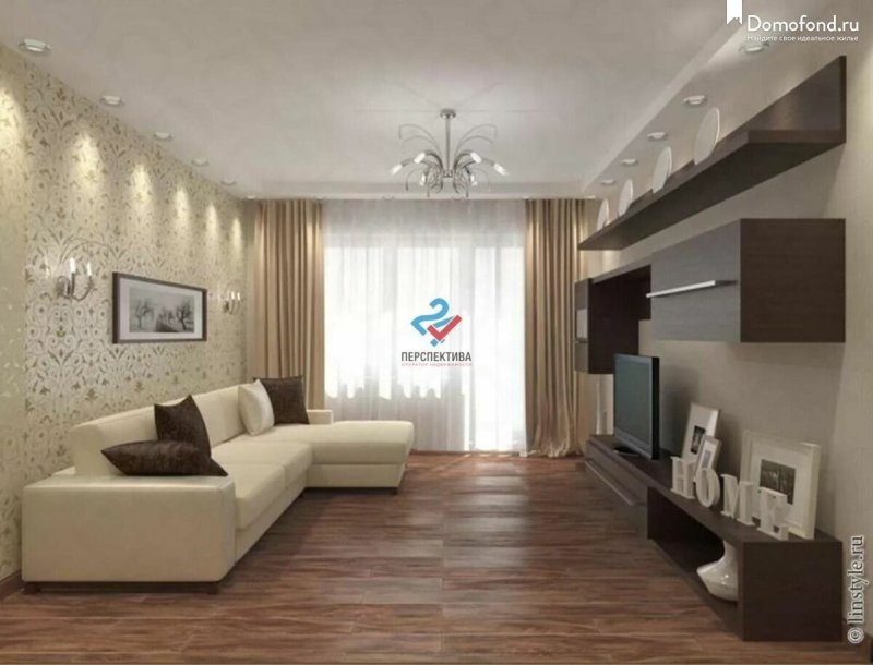Интерьер гостиной 18кв м
