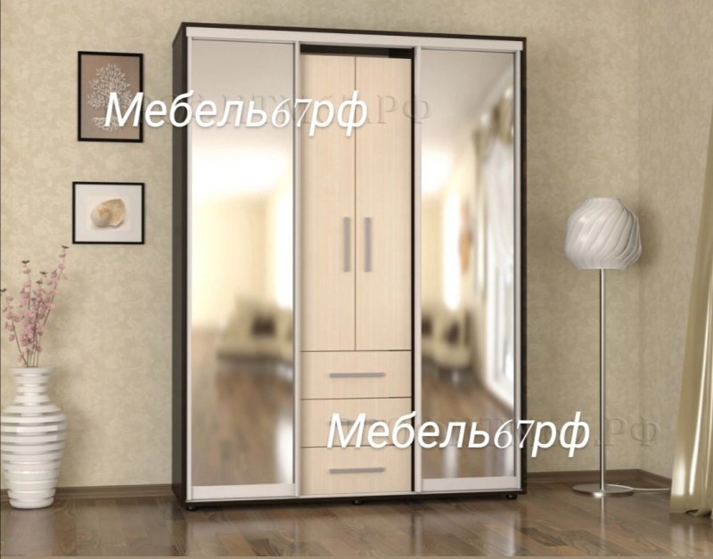 Шкаф купе классика шестидверные патина