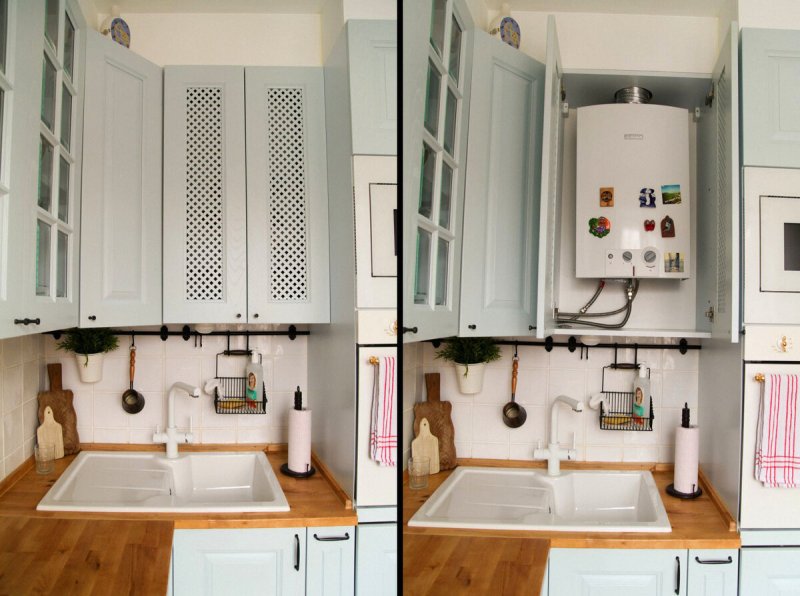 Настенный газовый котел на кухне