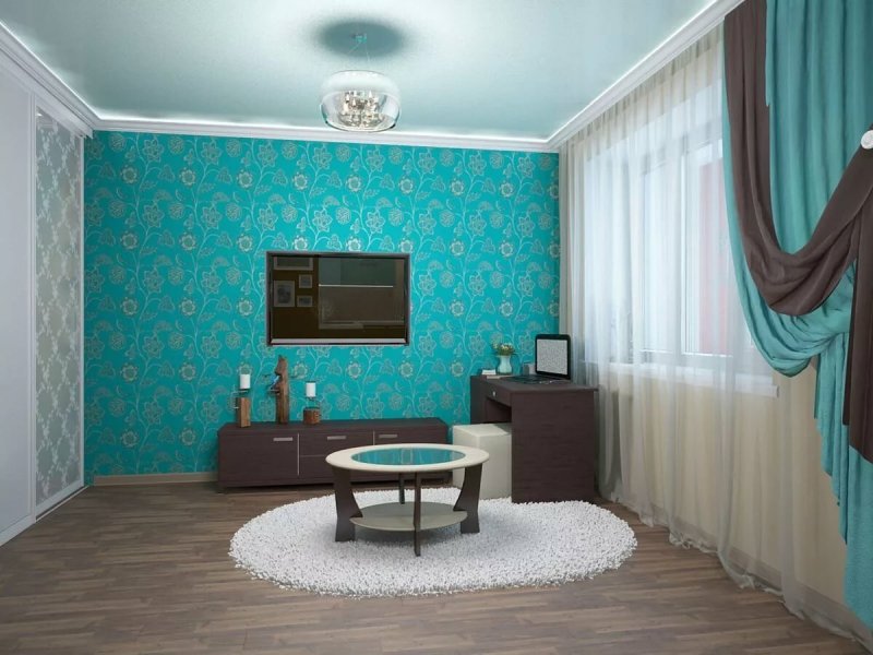 Комбинированные стены в гостиной