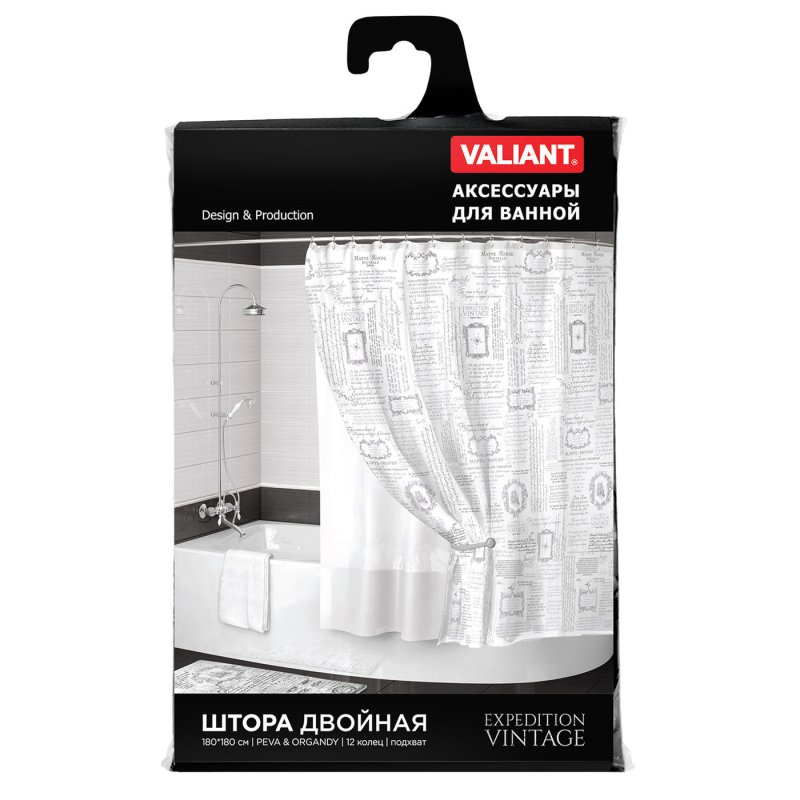 Штора для ванной Valiant Expedition Vintage 180х180