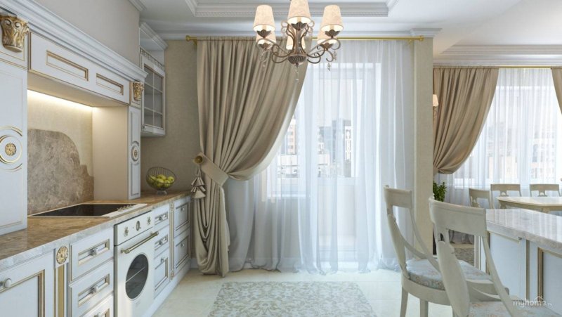 Шторы для бежевой кухни