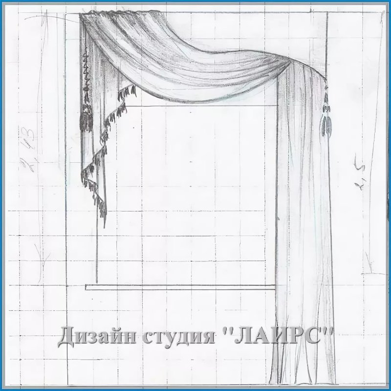 Ламбрекен в складку с фигурным низом