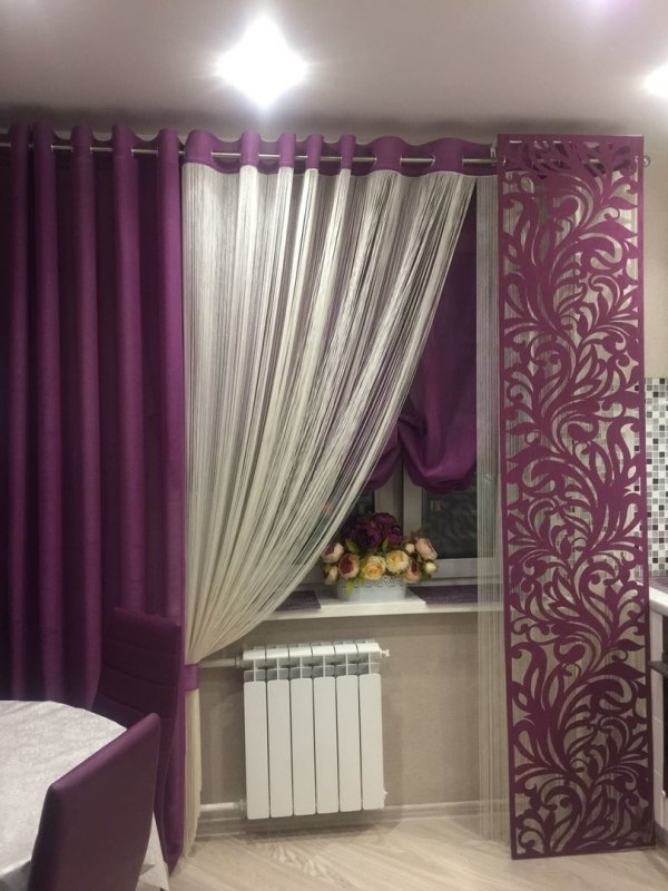 Фиолетовая кухня в интерьере