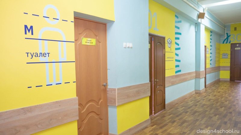 Стены коридора в школе