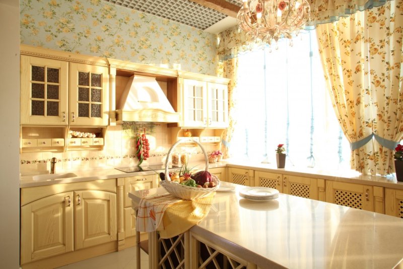 Интерьер в деревенском стиле с цветами