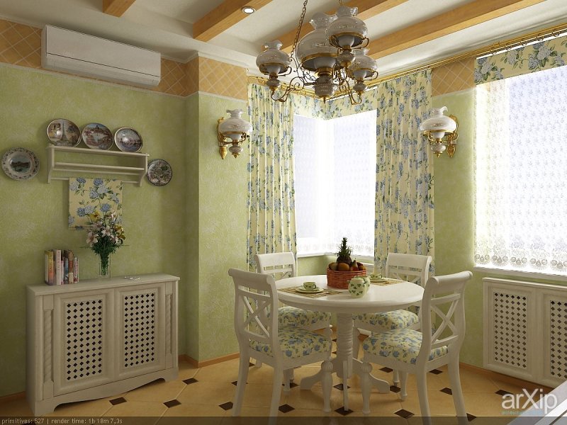 Узкая кухня в стиле Прованс