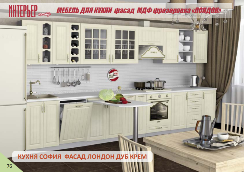 Кухня София Лондон дуб крем изумруд