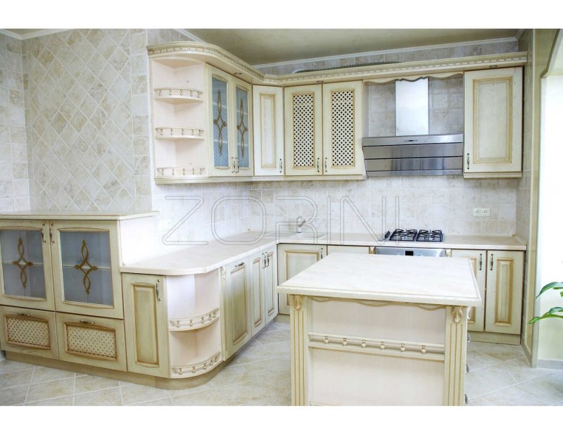 Угловая кухня с багетом