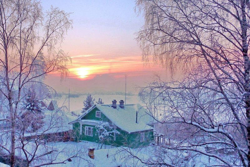 Зимнее утро в деревне