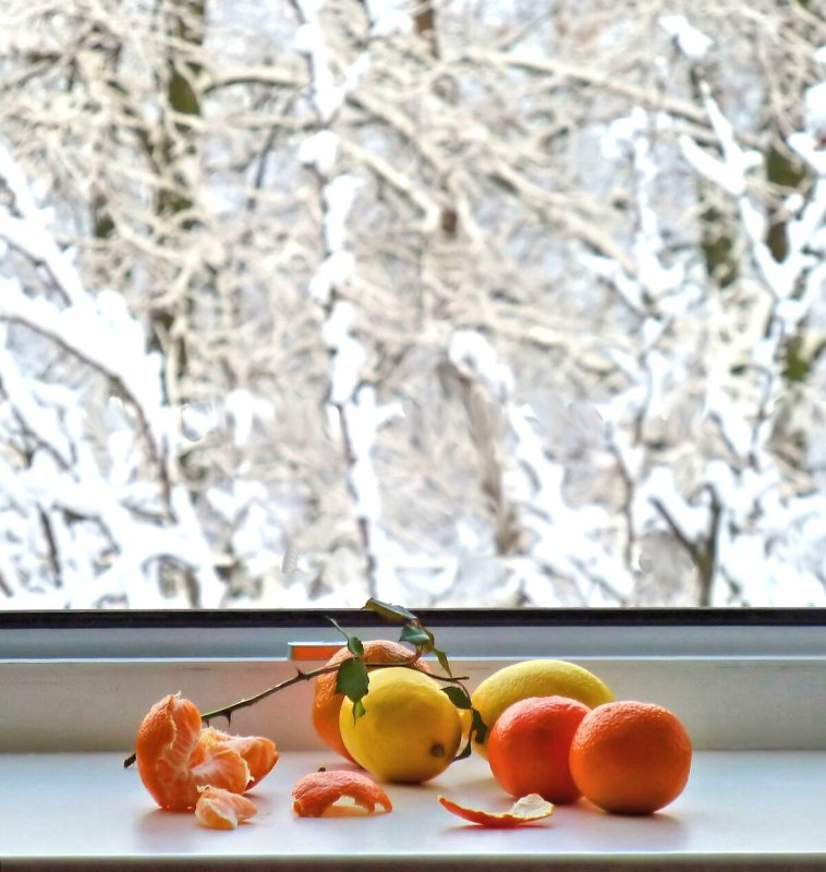 Окно снег