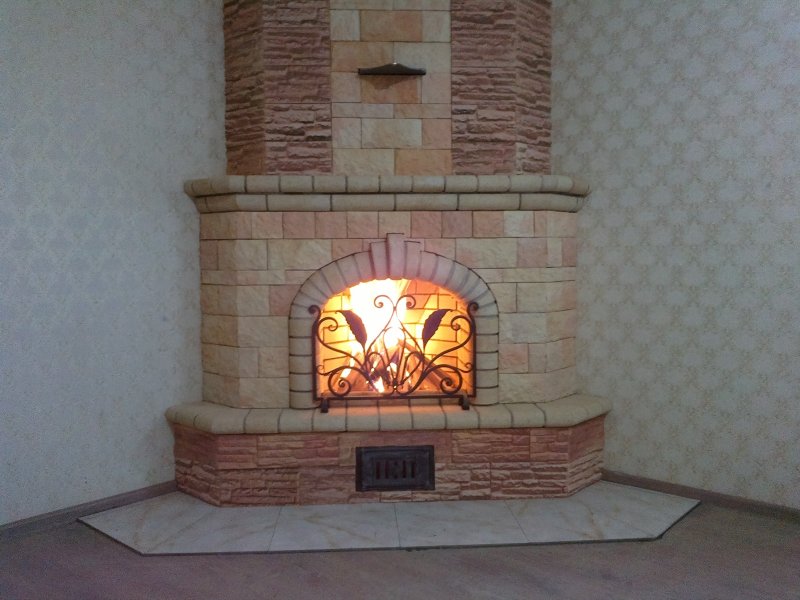 Угловые камина из кирпича