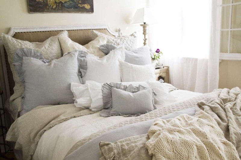 Bedroom with Orange Bed Headboard