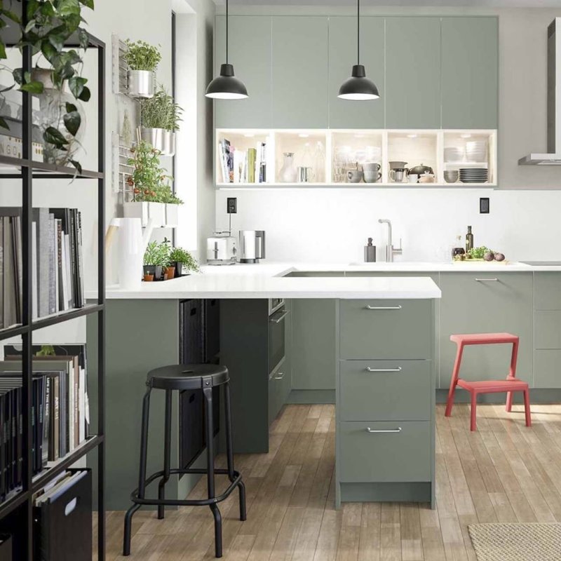 Кухня Knoxhult ikea серо-зеленый