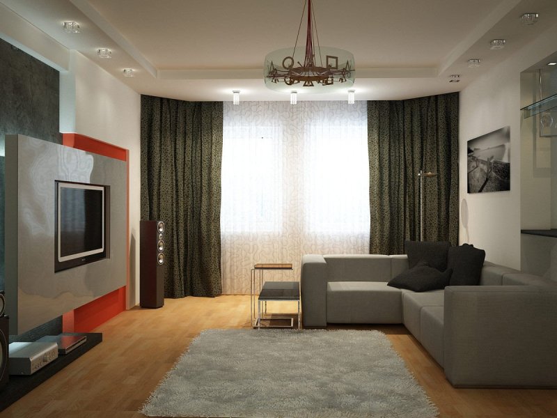 Интерьер гостиной 18кв м