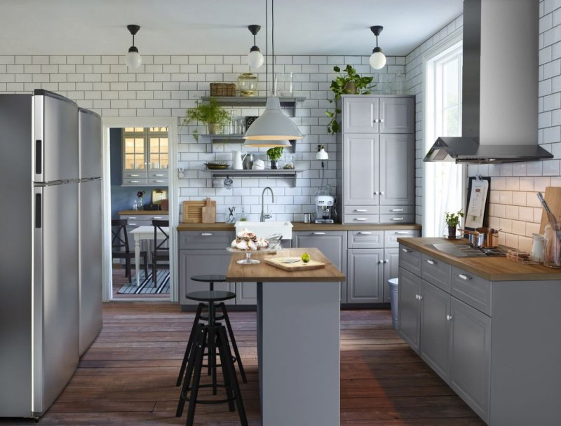 Ikea кухня Будбин серая