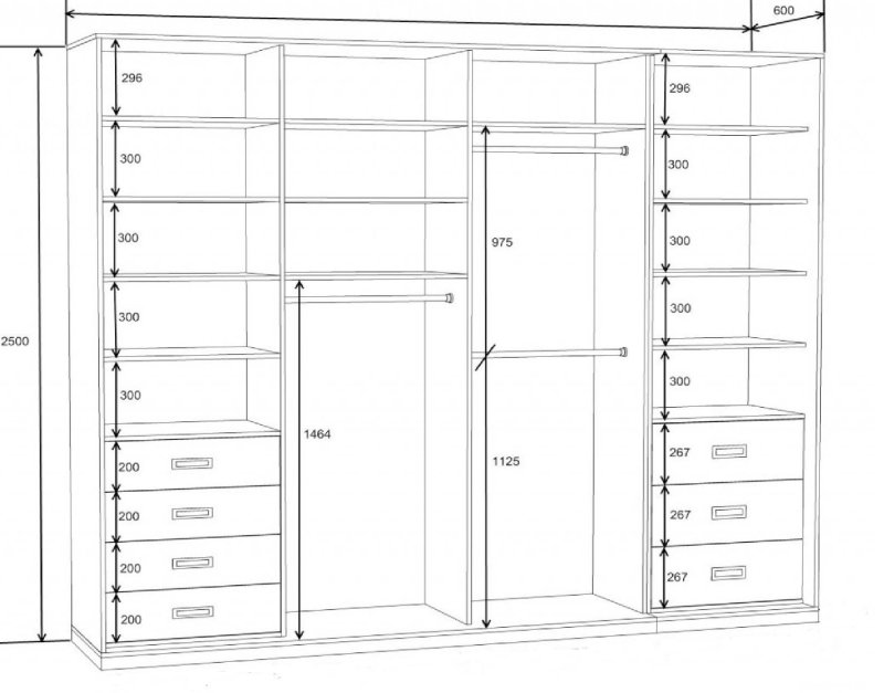 Шкаф купе 2400х2400х600 схема