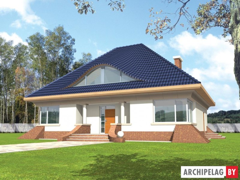 Одноэтажный дом с мансардной крышей