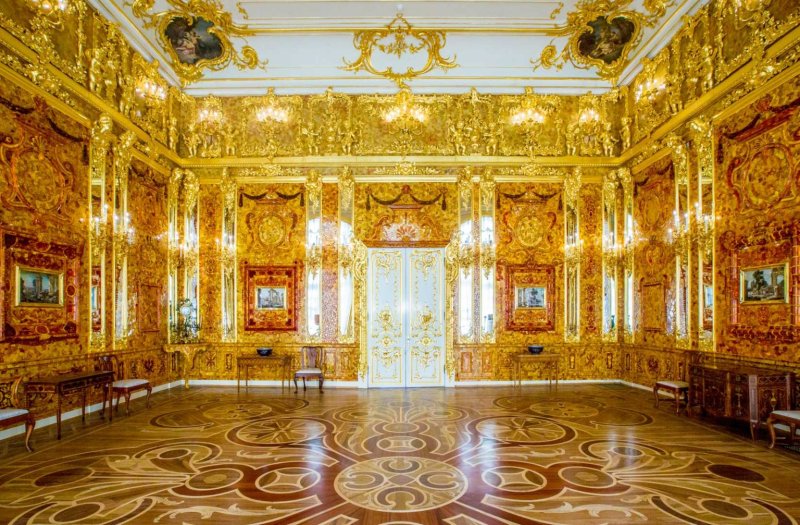 Царское село Екатерининский дворец залы Янтарная комната
