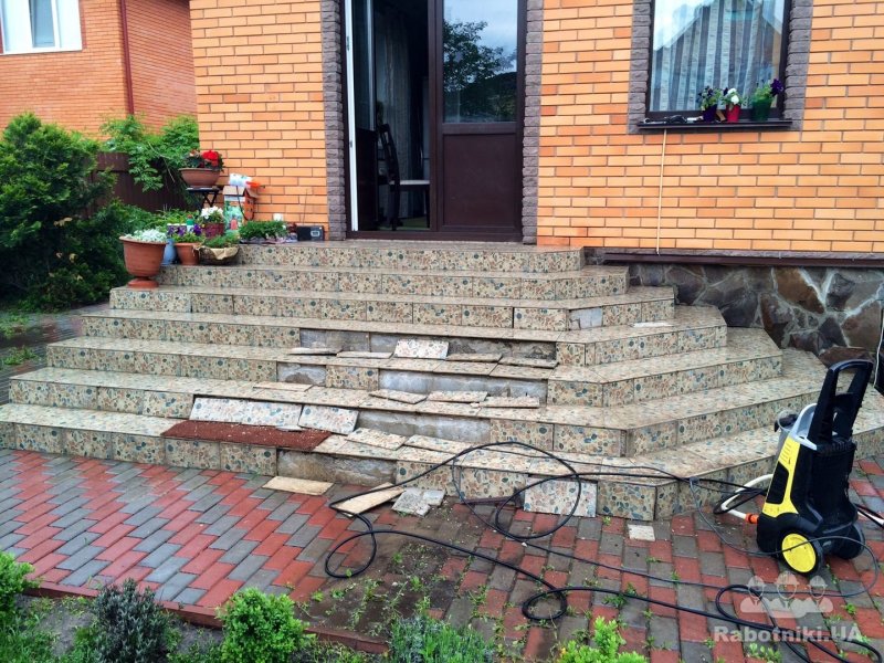 Ступени из брусчатки для крыльца