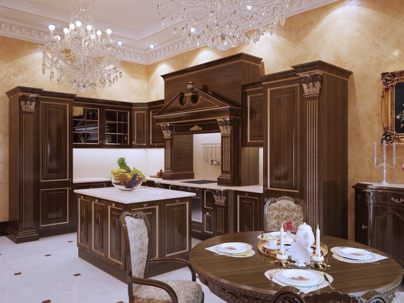 Кухня в классическом стиле коричневая