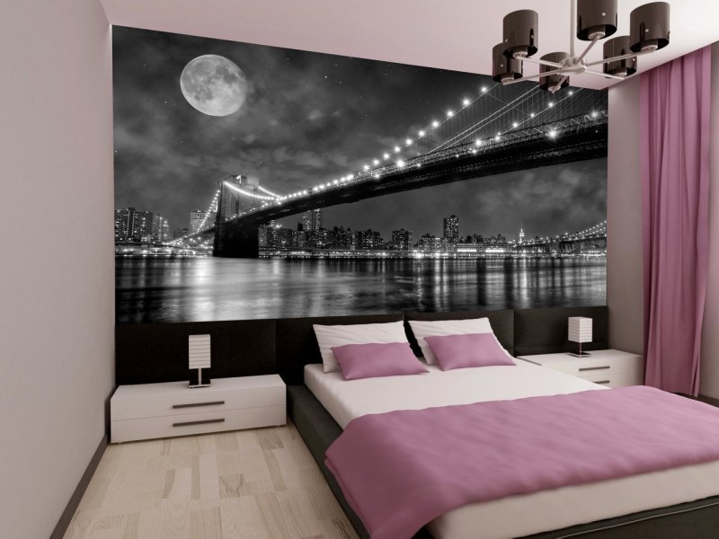 Фотообои в интерьере спальни