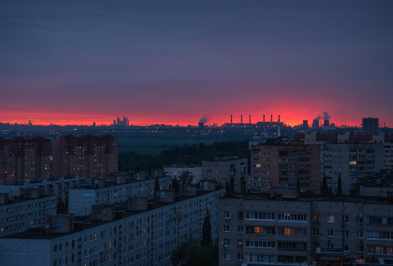 Закат многоэтажки