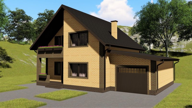 Дом с мансардой и террасой и гаражом 150м2