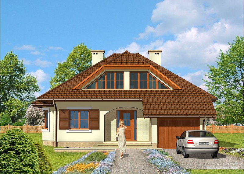 Дом с мансардой и террасой и гаражом 150м2
