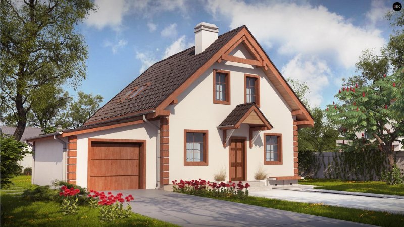 Дом с мансардой и террасой и гаражом 150м2