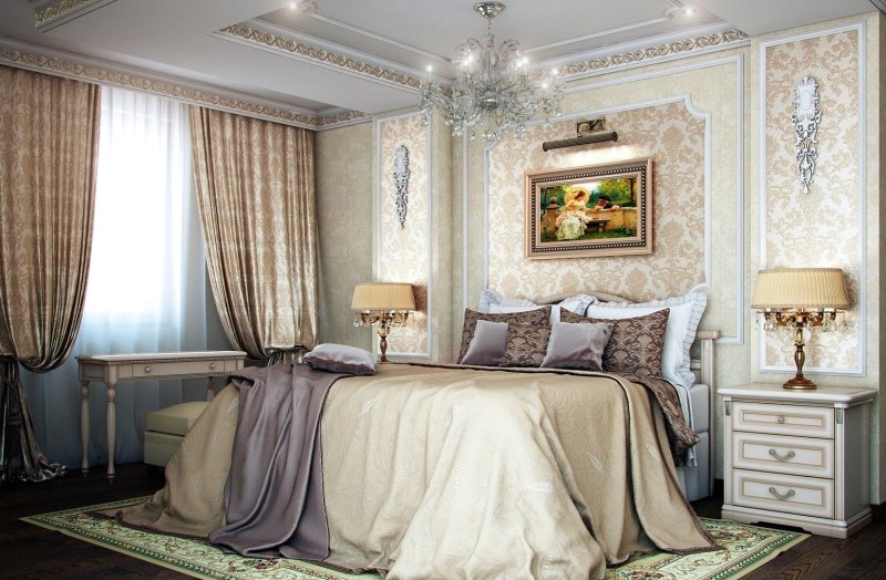 Affresco в интерьере классической спальни