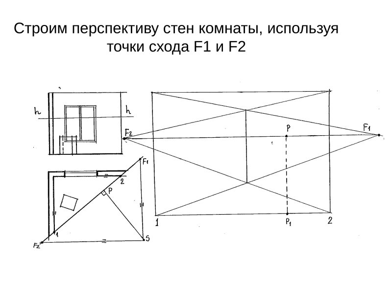 Угловая перспектива интерьера