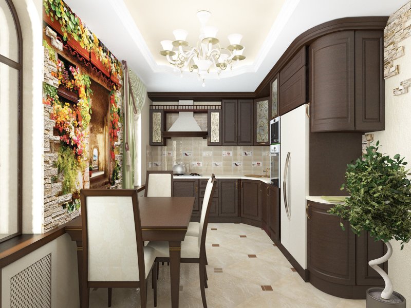 Коричневая кухня в интерьере