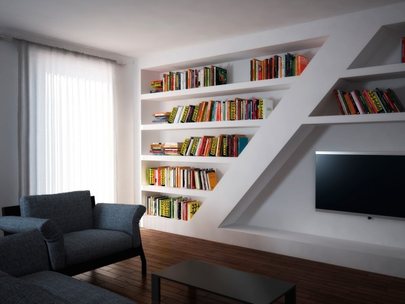 Книжные стеллажи в интерьере