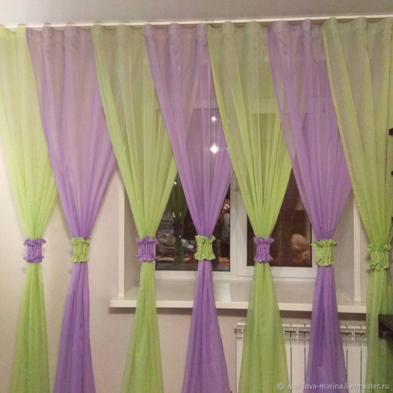 Шторы на кухню длинные