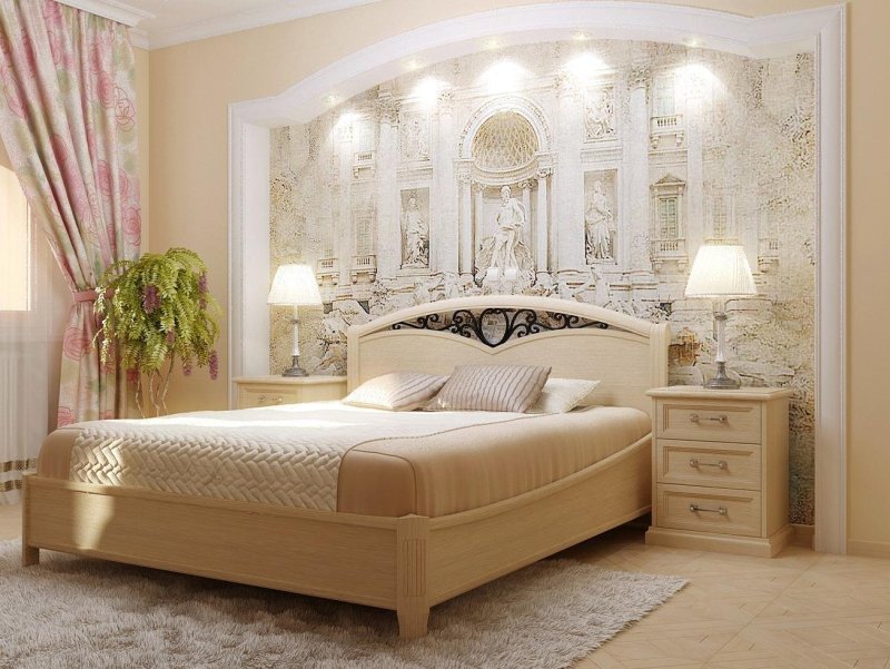Фрески в интерьере спальни