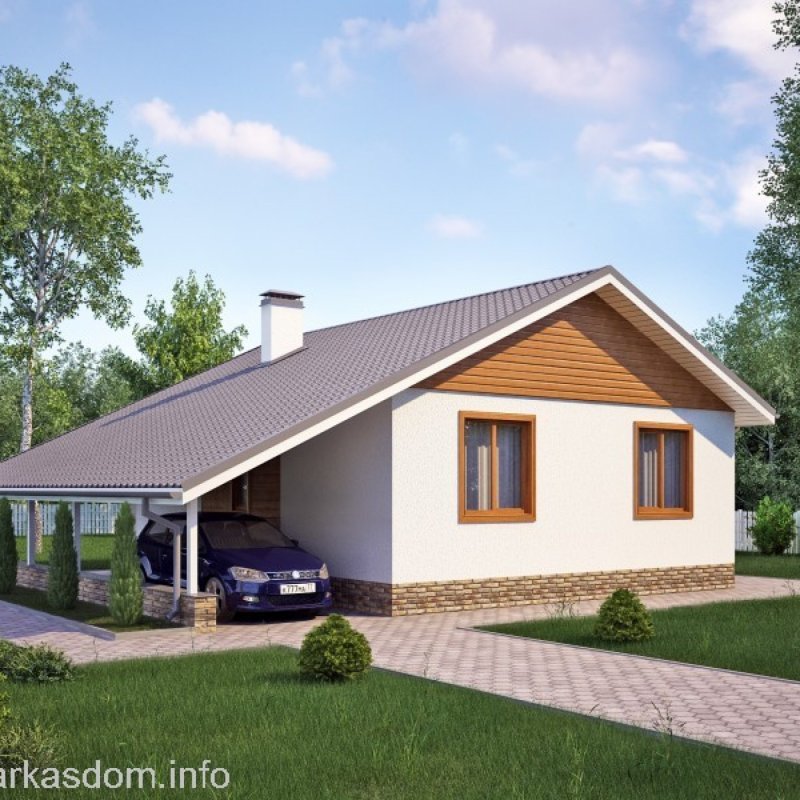 Одноэтажный дом с двухскатной крышей
