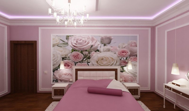 Фотообои роза в интерьере
