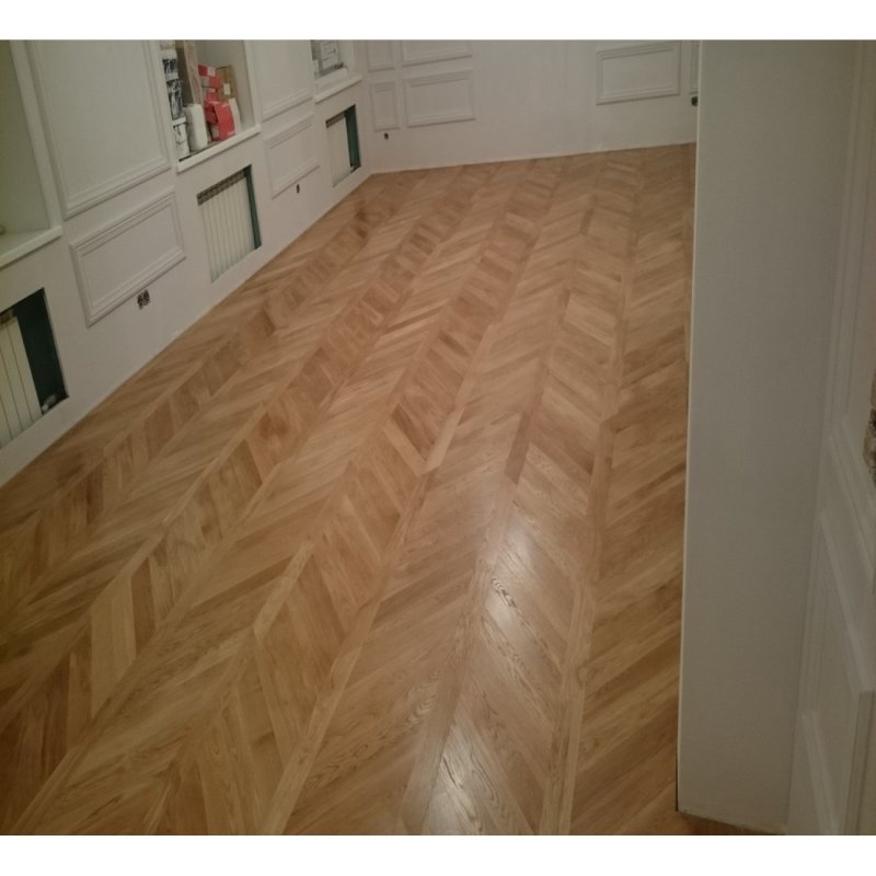 Паркет елка французская Lab Arte Chevron дуб рустик лак 600/510х90х15,5/4,4/45°