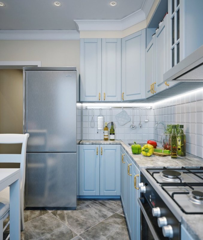 Современная синяя кухня