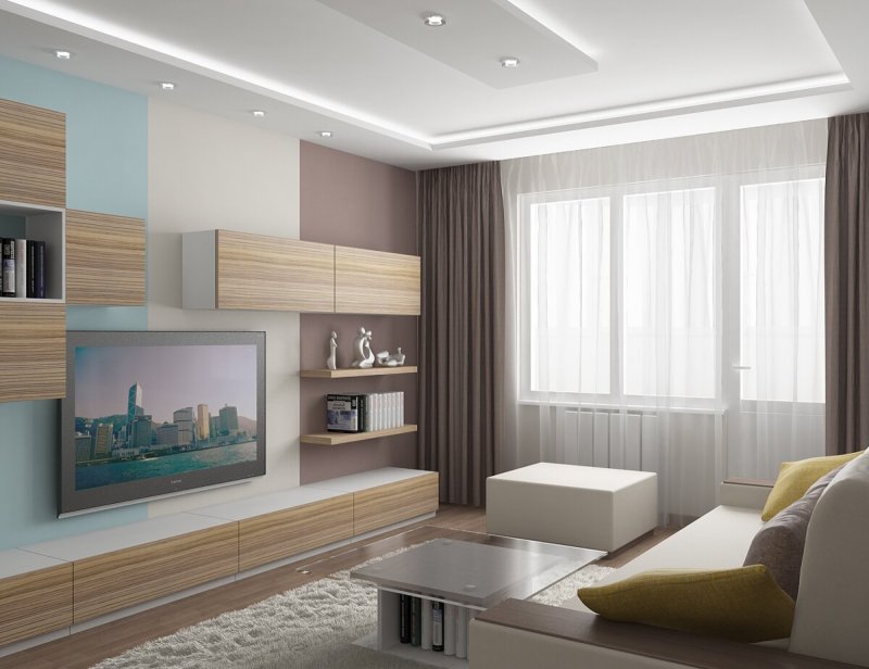 Интерьер квадратной гостиной-с 15м2
