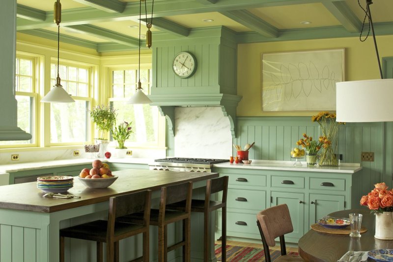 Зеленая кухня Farmhouse